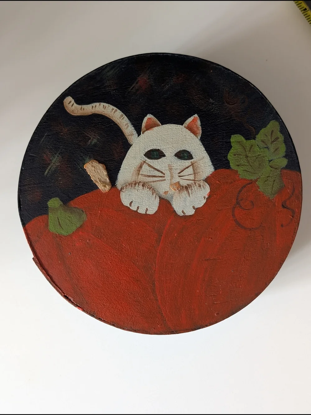 Folk Art Hand-Painted Shaker-Style Wooden Box